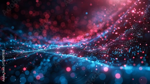 Abstract tech background with illuminated fiber optic connections,