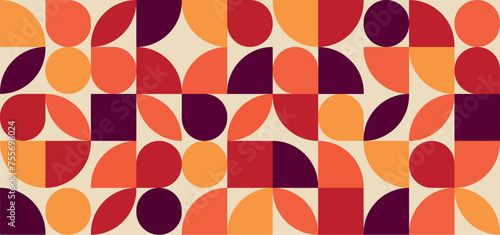 Geometric minimalist art poster with simple shape and figure. Abstract vector template design in Bahause style for web banner, business presentation, package branding, fabric print, wallpaper