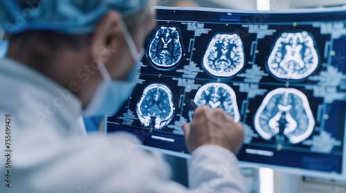 A neurologist explaining a brain scan to a patient, focusing on education and understanding of Parkinson's disease for World Parkinson's Day