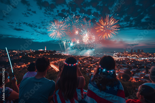 People celebrating 4th of july, America's Independence Day photo