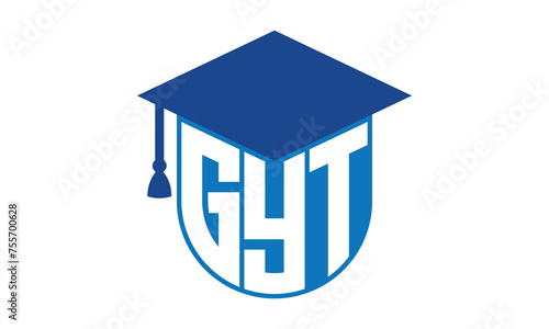 GYT initial letter academic logo design vector template. school college logo, university logo, graduation cap logo, institute logo, educational logo, library logo, teaching logo, book shop, varsity	
 photo