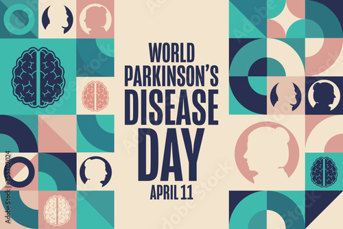 World Parkinson’s Disease Day. April 11. Holiday concept. Template for background, banner, card, poster with text inscription. Vector EPS10 illustration.