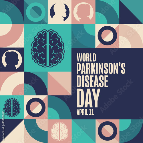 World Parkinson’s Disease Day. April 11. Holiday concept. Template for background, banner, card, poster with text inscription. Vector EPS10 illustration.