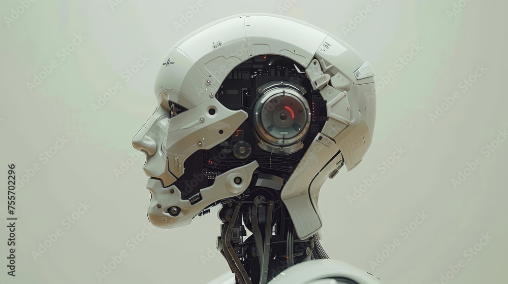 Sophisticated Robotic Head with Exposed Mechanics Sophisticated Robotic Head with Exposed Mechanics