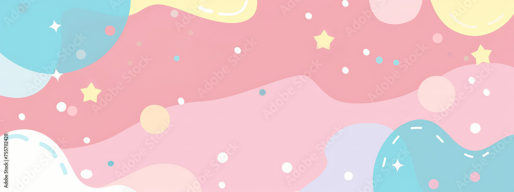 A colorful background with stars and circles