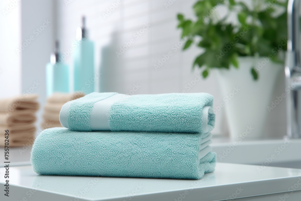 Fresh Towels in a Modern Bathroom Fresh Towels in a Modern Bathroom
