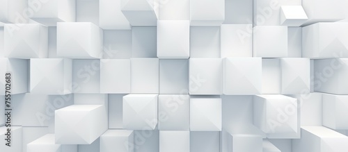 Abstract geometric seamless texture for business  company and industry. Futuristic white polygonal square cube digital wall background.