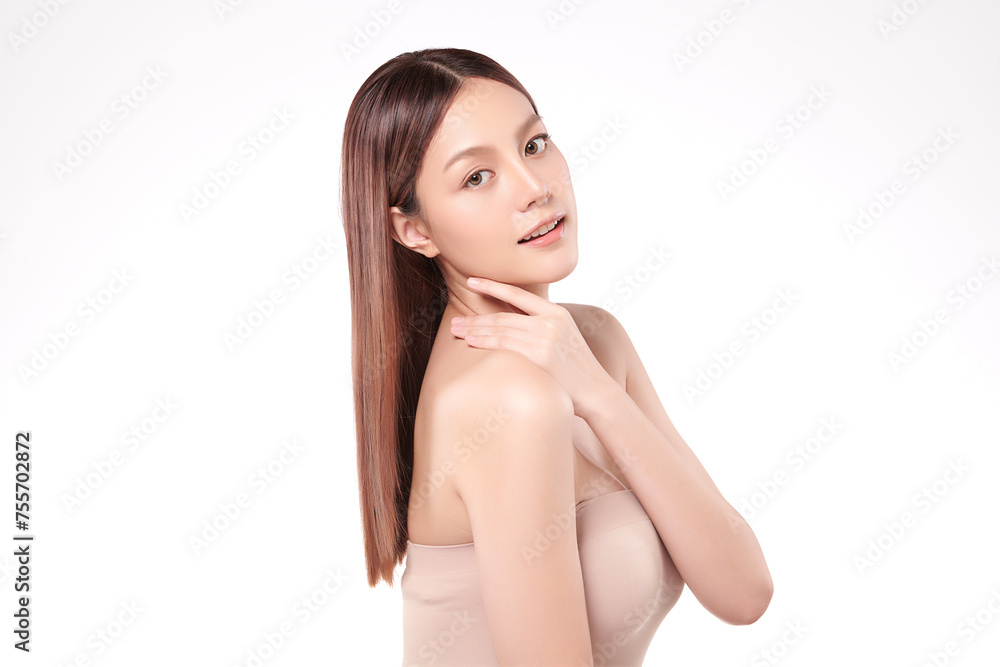 Beautiful young asian woman with clean fresh skin on white background, Face care, Facial treatment, Cosmetology, beauty and spa, Asian women portrait. Beautiful young asian woman with clean fresh skin on white background, Face care, Facial treatment, Cosmetology, beauty and spa, Asian women portrait.