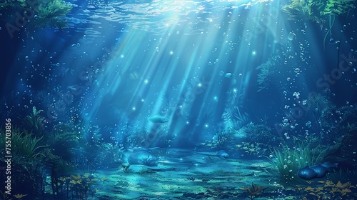 underwater scene with rays of light © Ghulam Nabi