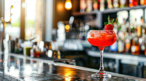 Red Daiquiri cocktail on bar counter © Kondor83