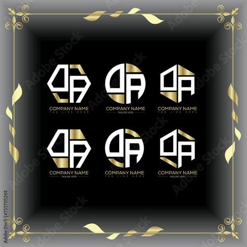 OA letter luxury logo set design.OA monogram polygonal and circle shape vector. OA luxury design.