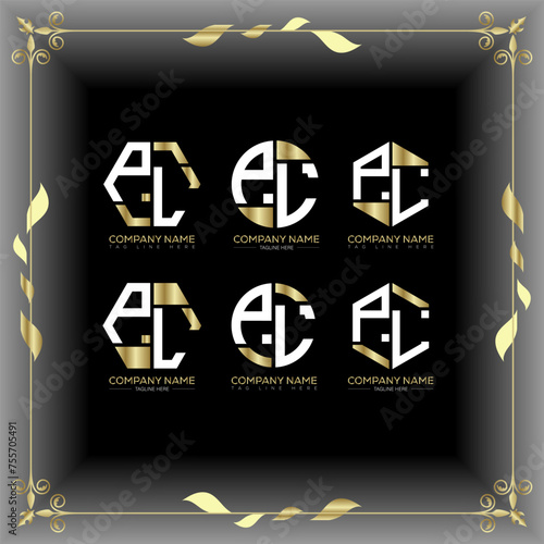 PL letter luxury logo set design.PL monogram polygonal and circle shape vector. PL luxury design.