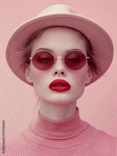 Pastel Pink Elegance with Chic Sunglasses