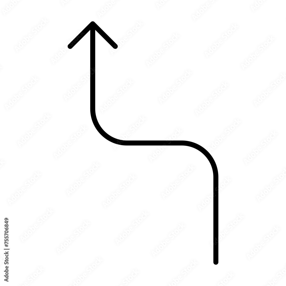 Linear curve arrow web icon, simple vector illustration isolated on white background, ui,ux Linear curve arrow web icon, simple vector illustration isolated on white background, ui,ux
