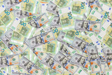 euro and dollar bills texture background