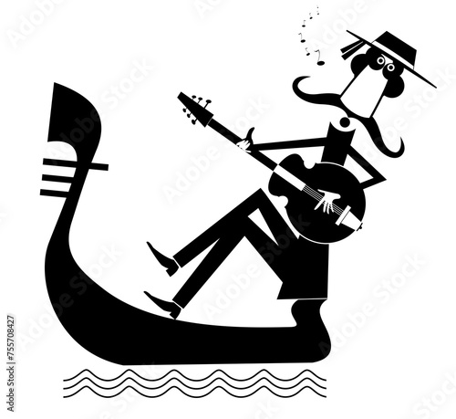 Fototapeta Man with guitar and gondola