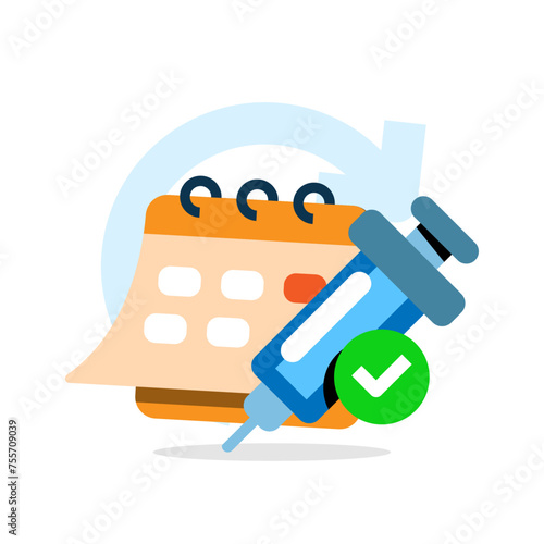 routine immunization and vaccination schedule concept illustration flat design vector. simple modern graphic element for landing page ui, infographic, icon
