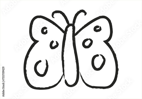 Icono de trazo negro de una mariposa. 