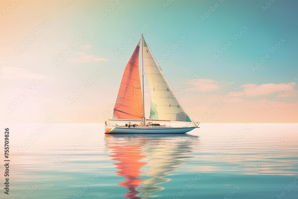 Sailboat on a Lake - Romantic Reflections