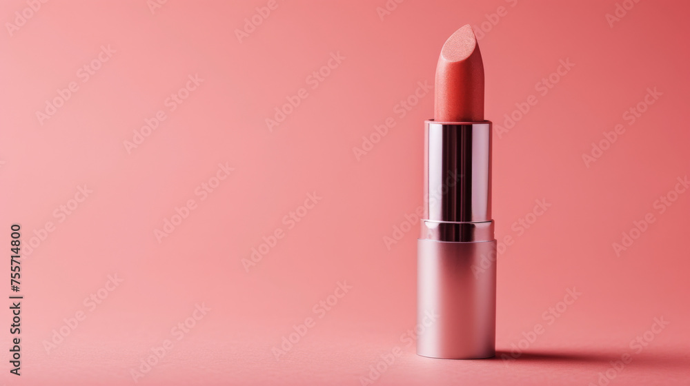 A peach-colored lipstick tube on a peach background exudes elegance and charm. This beauty product adds class and glamour with soft peach tones, perfect for any occasion. A peach-colored lipstick tube on a peach background exudes elegance and charm. This beauty product adds class and glamour with soft peach tones, perfect for any occasion.