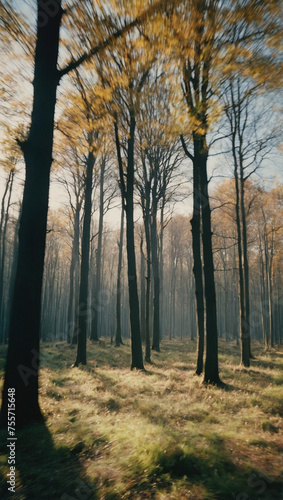 A view of a forest in the early morning