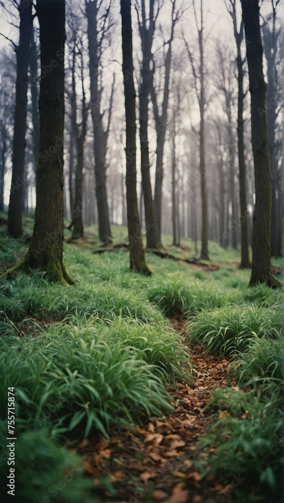 Obraz premium Path Cutting Through Dense Forest