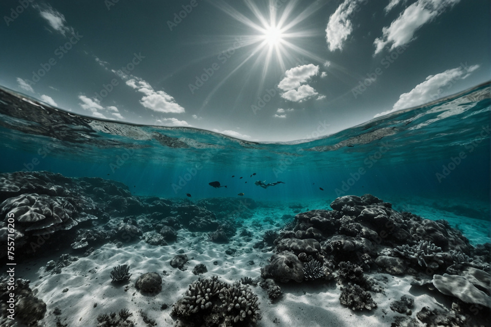 Sun Glowing Above Water Surface Sun Glowing Above Water Surface