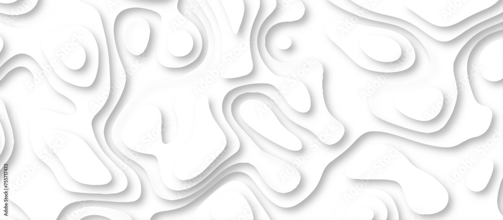 Abstract geometric layered curve line white background. 3d white papercut topography relief. Cover layout template. paper cut topography soft background banner texture. light liquid wave illustration. Abstract geometric layered curve line white background. 3d white papercut topography relief. Cover layout template. paper cut topography soft background banner texture. light liquid wave illustration.