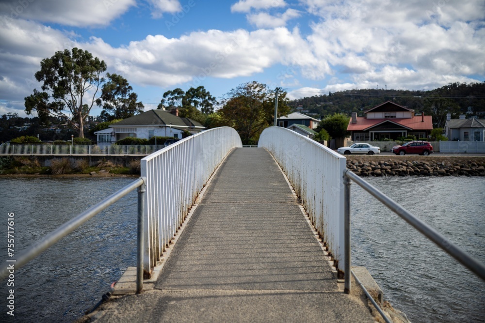 walking bridge over a river in tasmania australia in hobart