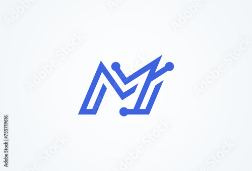 Letter M Technology Logo. letter M with tech style logo design inspiration. Flat Vector Logo Design. vector illustration