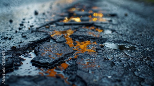 Oil Contamination On Asphalt