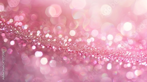 A detailed view showcasing a textured pink glitter background, with sparkles and shimmer creating a vibrant and eye-catching display.