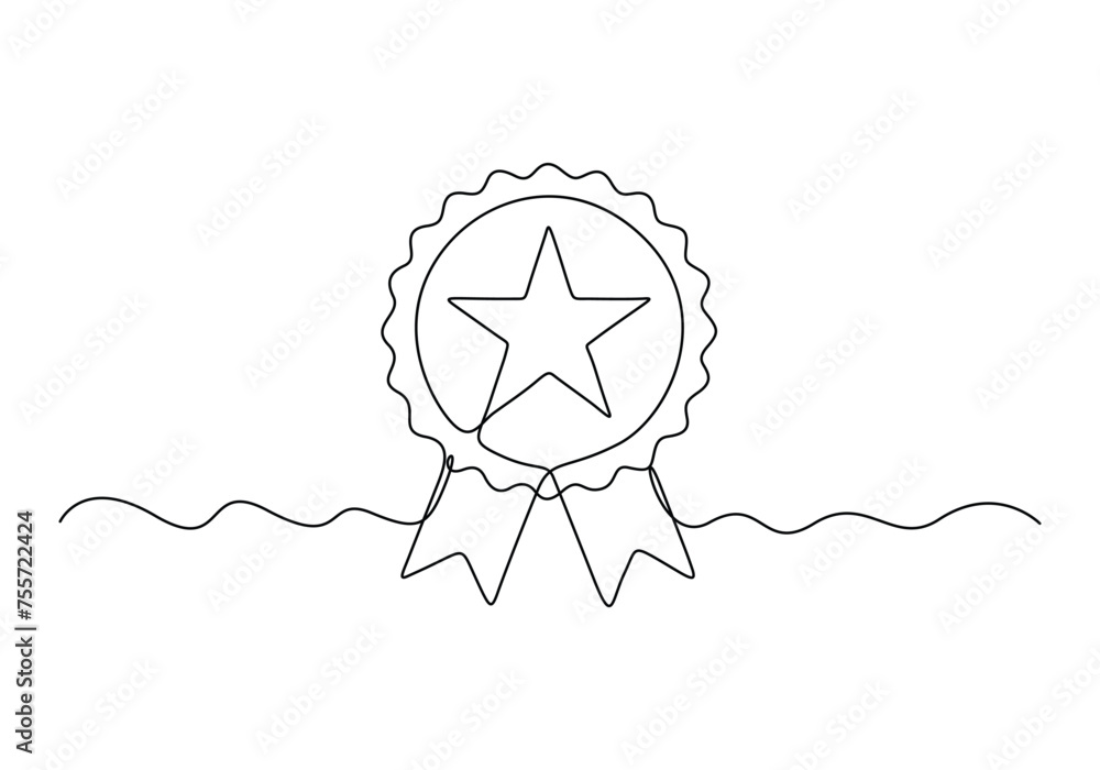 Award star badge continuous one line drawing vector illustration. Free vector Award star badge continuous one line drawing vector illustration. Free vector
