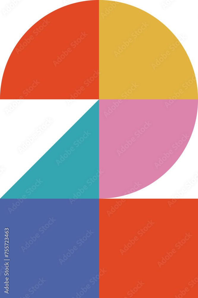 Colorful Geometric Flat Digit 2 Colorful Geometric Flat Digit 2