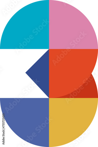 Free Download Colorful Geometric Flat Digit 3 - GFXLoad