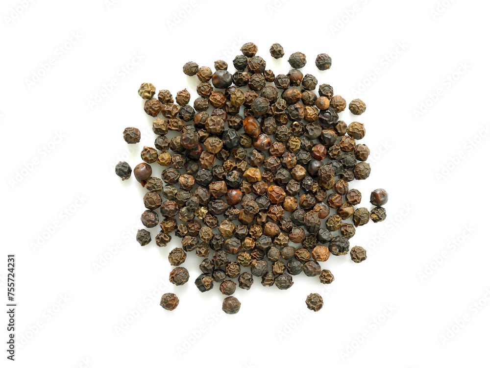 Pile of black peppercorns isolated on white background Pile of black peppercorns isolated on white background
