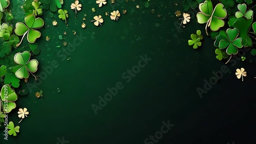 Clovers over green background. St. Patrick's day background. Copy space