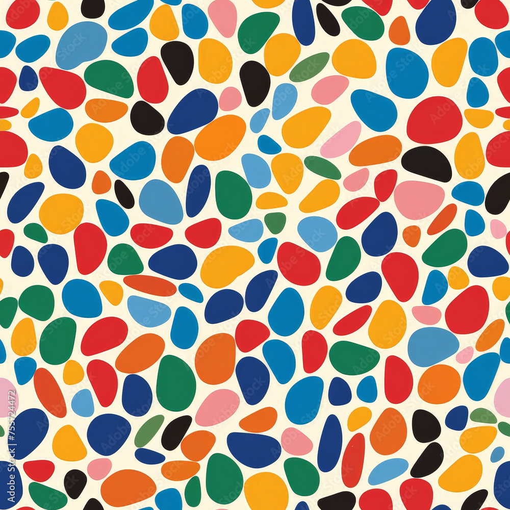 A colorful pattern of squares and circles is displayed on a white background A colorful pattern of squares and circles is displayed on a white background