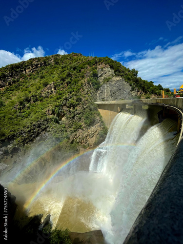 Over flow of the San Jacinto dam in times of rain in the city of Tarija - Bolivia photo