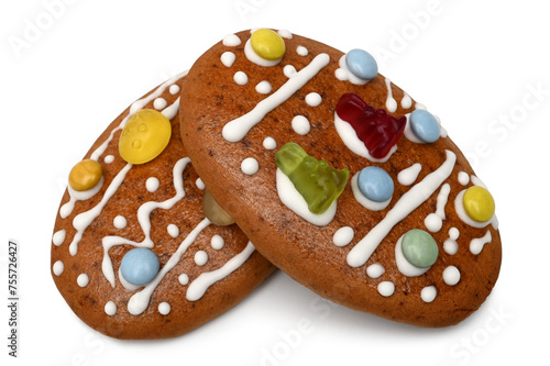 Easter gingerbread cookies with icing in the form of  eggs