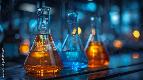 Glass Beakers Create Captivating Backdrop For Chemistry