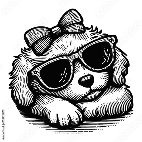 cute sleeping dog portrait sketch