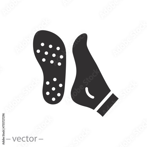anti-slip socks icon, silicone antislip surface, non slip sole, thin line symbol, vector illustration eps 10 photo