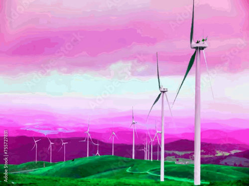 Beautiful Wind Turbines With Sunset In Thailand wind turbines in the Oiz Eolic Park 