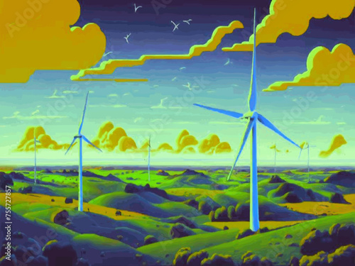 Beautiful Wind Turbines With Sunset In Thailand wind turbines in the Oiz Eolic Park 