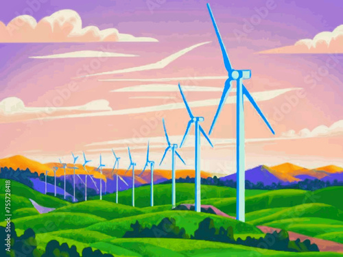 Beautiful Wind Turbines With Sunset In Thailand wind turbines in the Oiz Eolic Park 