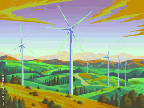 Beautiful Wind Turbines With Sunset In Thailand wind turbines in the Oiz Eolic Park 