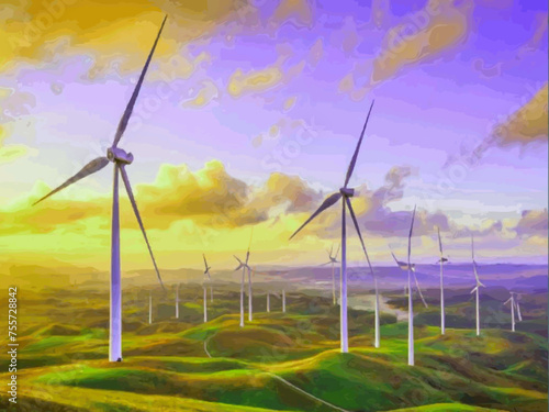 Beautiful Wind Turbines With Sunset In Thailand wind turbines in the Oiz Eolic Park 
