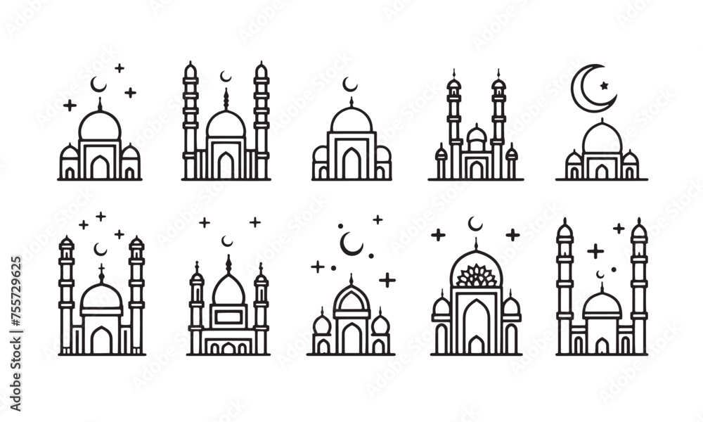 ramadan mosque design bundle set