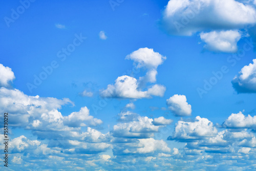 Sky with large cumulus clouds. Serene background on the theme of calm.